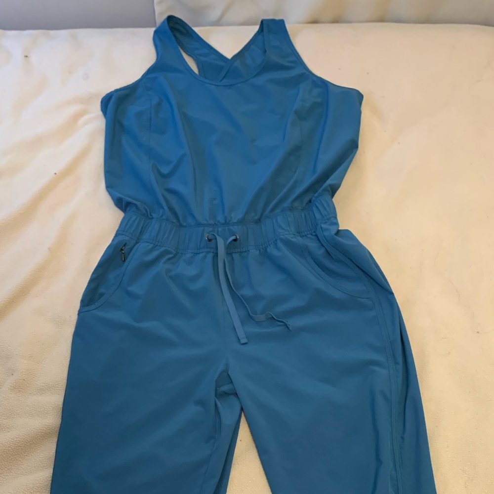 Prana Blue Jumpsuit with Elastic Waist and Tapered Legs excellent condition
